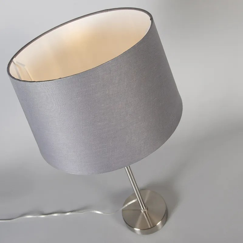 Lampada da tavolo in acciaio con paralume grigio 35 cm regolabile - Parte