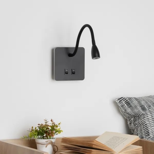 Brilagi - LED Lampada flessibile da muro MAYA Double LED/4W/230V + LED/3W nero