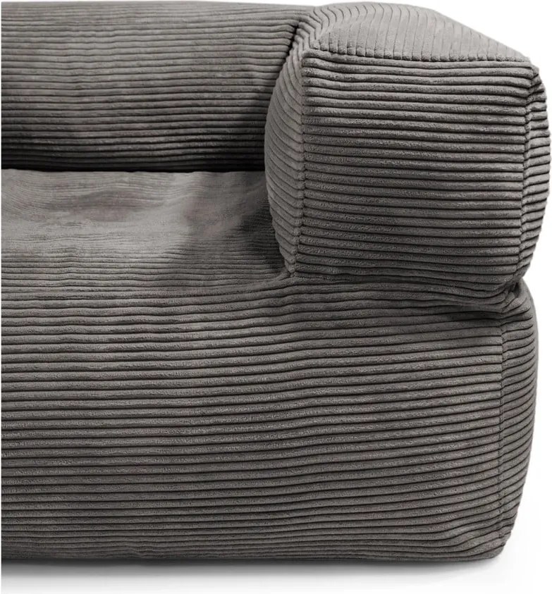 Puof a sacco grigio scuro con rivestimento in velluto a coste MooG – SLOWDOWN