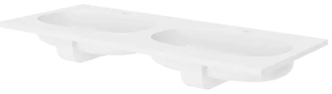 Lavabo da incasso con bordo a vista rettangolare doppia vasca Icone L 121 x H 14.3 x P 49 cm in composito minerale di resina gelificata bianco
