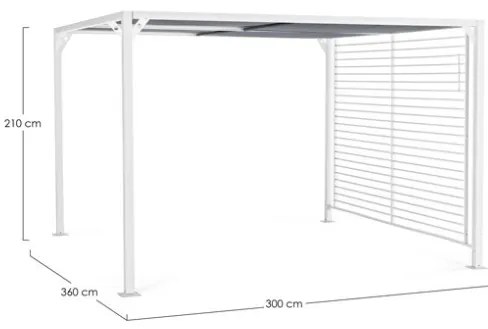 Pergola In Alluminio 3x3,6 m Gazebo Bianco Con Tettuccio Scorrevole Grigio Noah Bizzotto