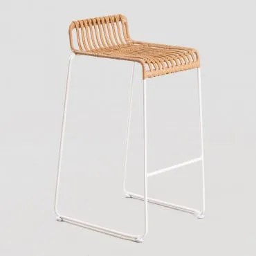 Sgabello Alto Da Giardino In Rattan Sintetico (77,5 Cm) Aroa ↑75 Cm & Bianco - Sklum