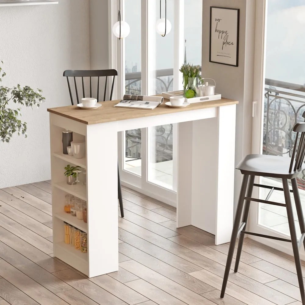 Tavolo da bar con piano in rovere 52x120 cm Peru - Marckeric