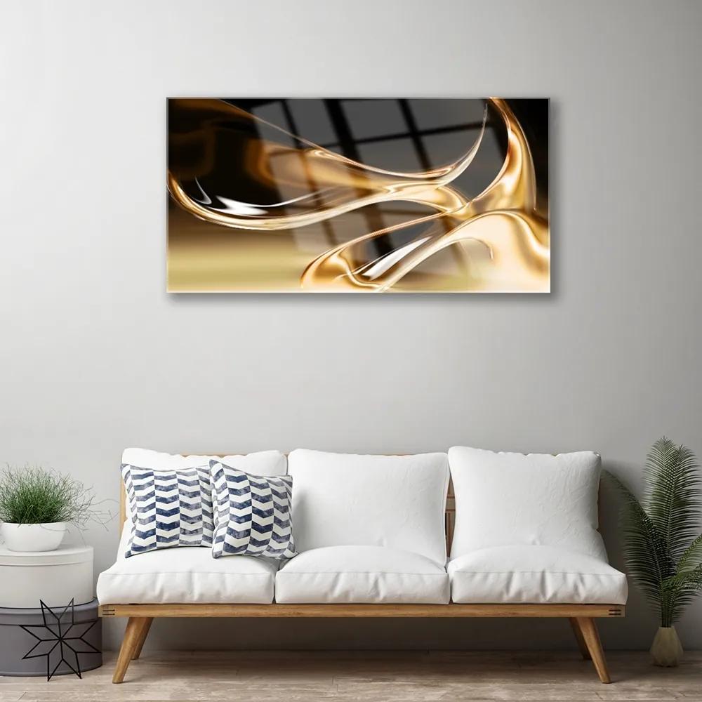 Quadro in vetro acrilico Arte astratta d'oro 100x50 cm