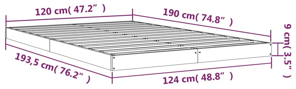 Giroletto Nero 120x190 cm Small Double Legno Massello di Pino