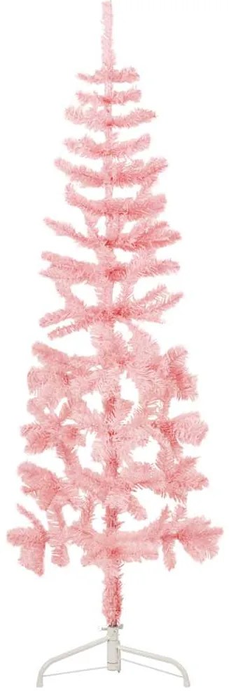 Albero Natale Artificiale Sottile A Metà E Supporto Rosa 150 Cm /