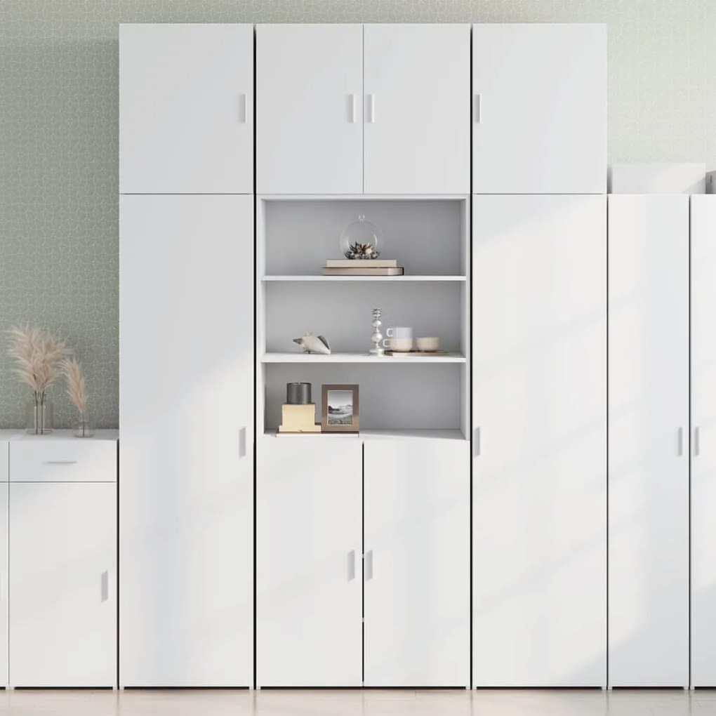Credenza Bianca 80x42,5x249 Cm İn Legno Multistrato /