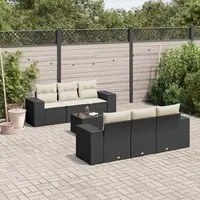 Set Divani da Giardino con Cuscini 7pz Nero Polyrattan 3254643