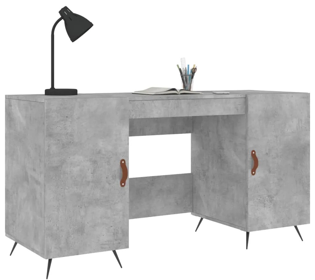 Scrivania grigio cemento 140x50x75 cm in legno multistrato
