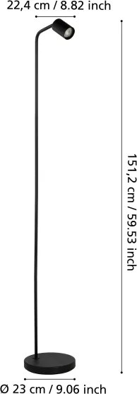 Eglo 901865 - Lampada da terra RIGOMAGNO 1xGU10/5W/230V nera