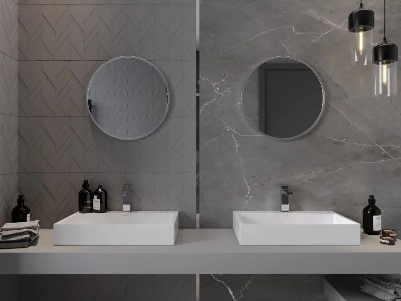 Mexen Loft specchio da bagno rotondo 50 cm, cornice inox - 9850-050-050-000-10