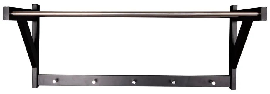 Appendiabiti da parete nero in legno di pioppo con mensola Padova - House Nordic