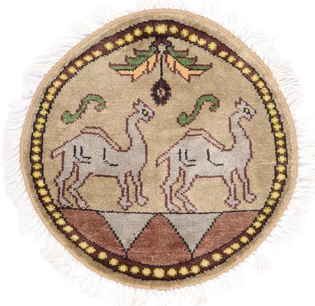 Agra Tappeto orientale 40x40 Beige (Indian) Annodato A Mano