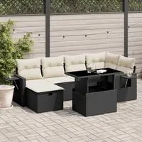 Set Divani da Giardino con Cuscini 7pz Nero Polyrattan 3274976