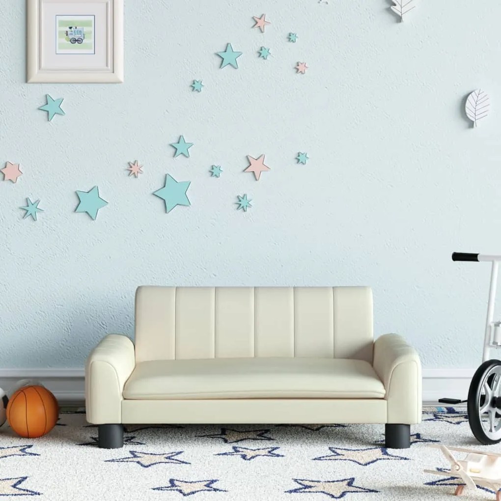 Divano Per Bambini Crema 70x45x30 Cm İn Similpelle /