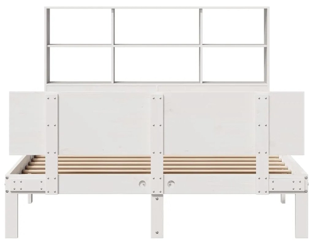Letto libreria senza materasso bianco 140x190 cm legno di pino