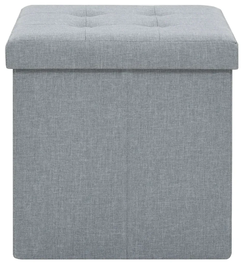Pouf pieghevole con contenitore grigio chiaro in simil lino