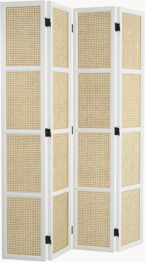 Paravento pieghevole in legno di mogano e rattan Bahamas