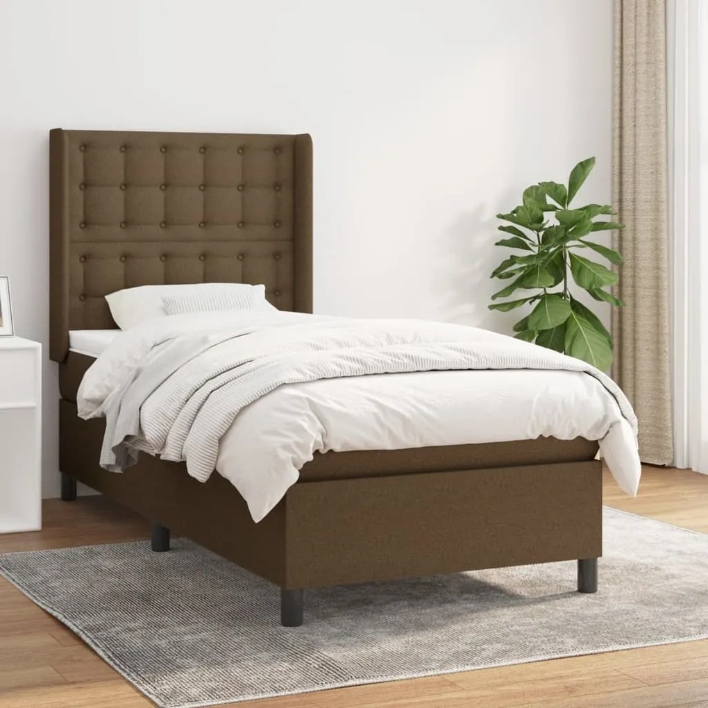 Giroletto A Molle Con Materasso Marrone Scuro 100x200cm Tessuto /