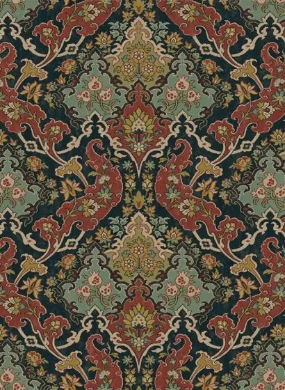 Damask Tapete Pushkin von Cole & Son - Red & Teal