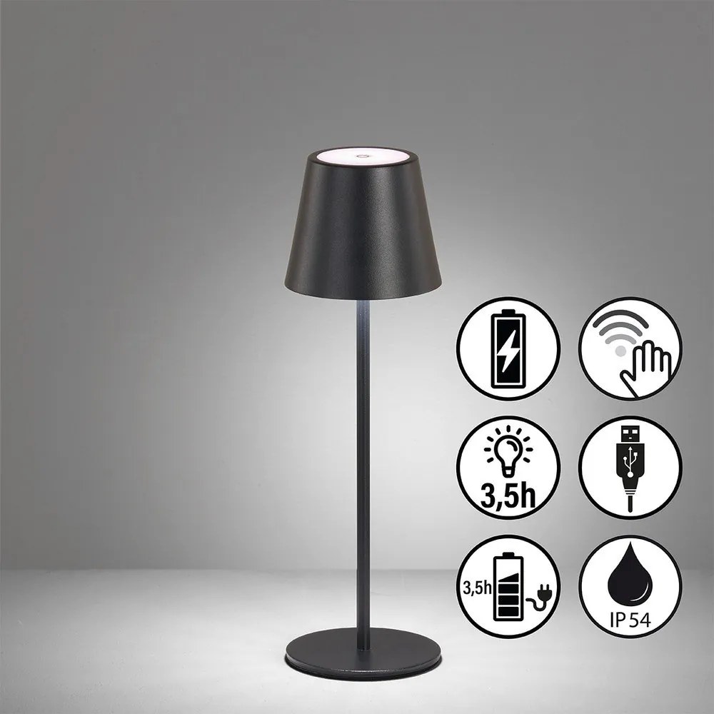 Lampada da tavolo a LED nera con paralume in metallo (altezza 36,5 cm) Viletto - Fischer & Honsel