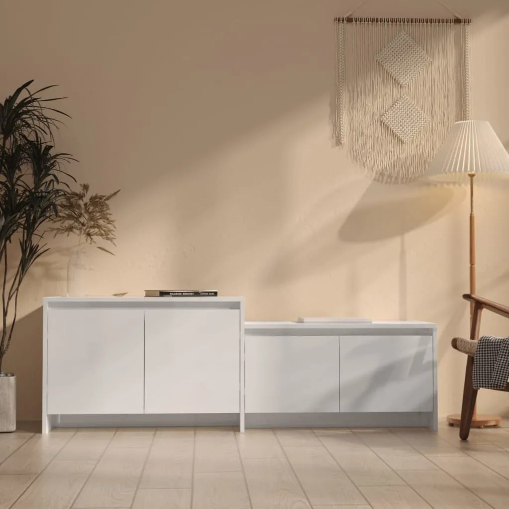 Mobile Tv Bianco Lucido 146,5x35x50 Cm İn Truciolato /