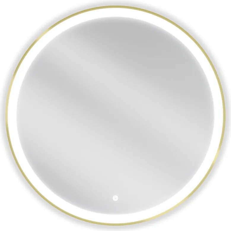 Mexen Esso specchio da bagno retroilluminato, rotondo 80 cm, LED 6000K, anti-appannamento, cornice dorata - 9825-080-080-611-50