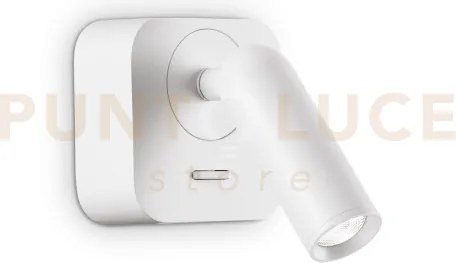 Bean applique a parete  led 3000k 3w  200 lm bianco con interruttor...