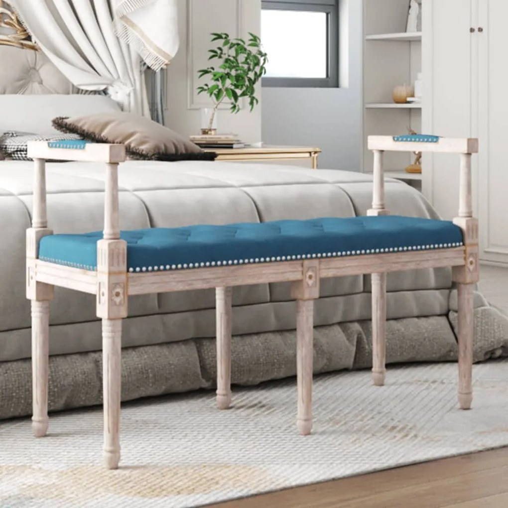 Panca Blu 110x40x70 Cm İn Velluto /