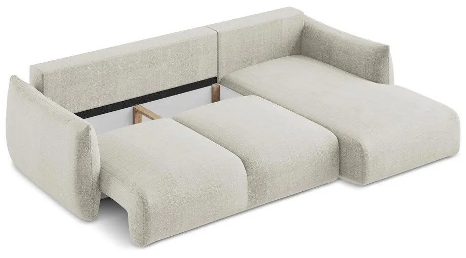 Divano angolare beige allungabile (con penisola a destra/con chaise lounge) Leila – Makamii