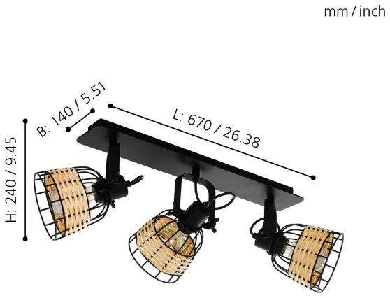 Eglo 43326 - Luce Spot ANWICK 1 3xE27/40W/230V
