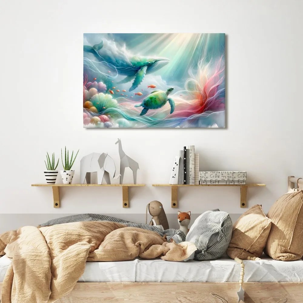 Quadro su tela – Balena e tartaruga marina