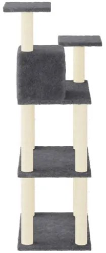 Albero per Gatti con Tiragraffi in Sisal Grigio Scuro 118,5 cm