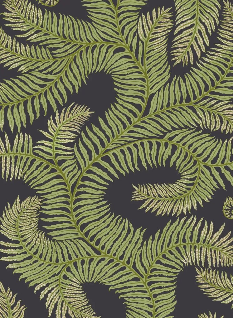 Josephine Munsey Carta da parati Bombes Fernery - Dark Grey/ Green