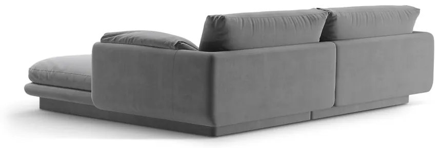 Divano angolare in grigio chiaro (con penisola a sinistra/con chaise lounge) con rivestimento in velluto Torino – Micadoni