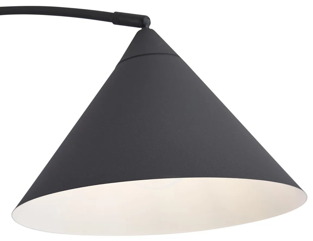 Lampada da terra retrò nera con interno bianco - Triangolo
