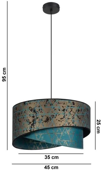 Lampadario su filo REZO 1xE27/60W/230V turchese/dorato