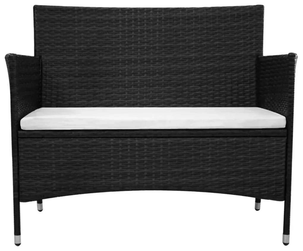 Panchina da giardino 90 cm in polyrattan nera