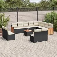 Set Divani da Giardino 13pz con Cuscini Nero in Polyrattan 3260558