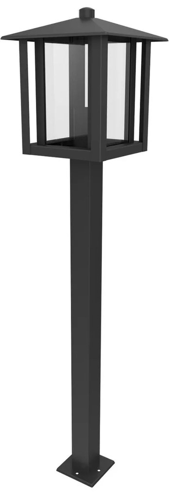 Paletto da Giardino Nero 80cm Acciaio INOX Base E27 - Serie PILLAR