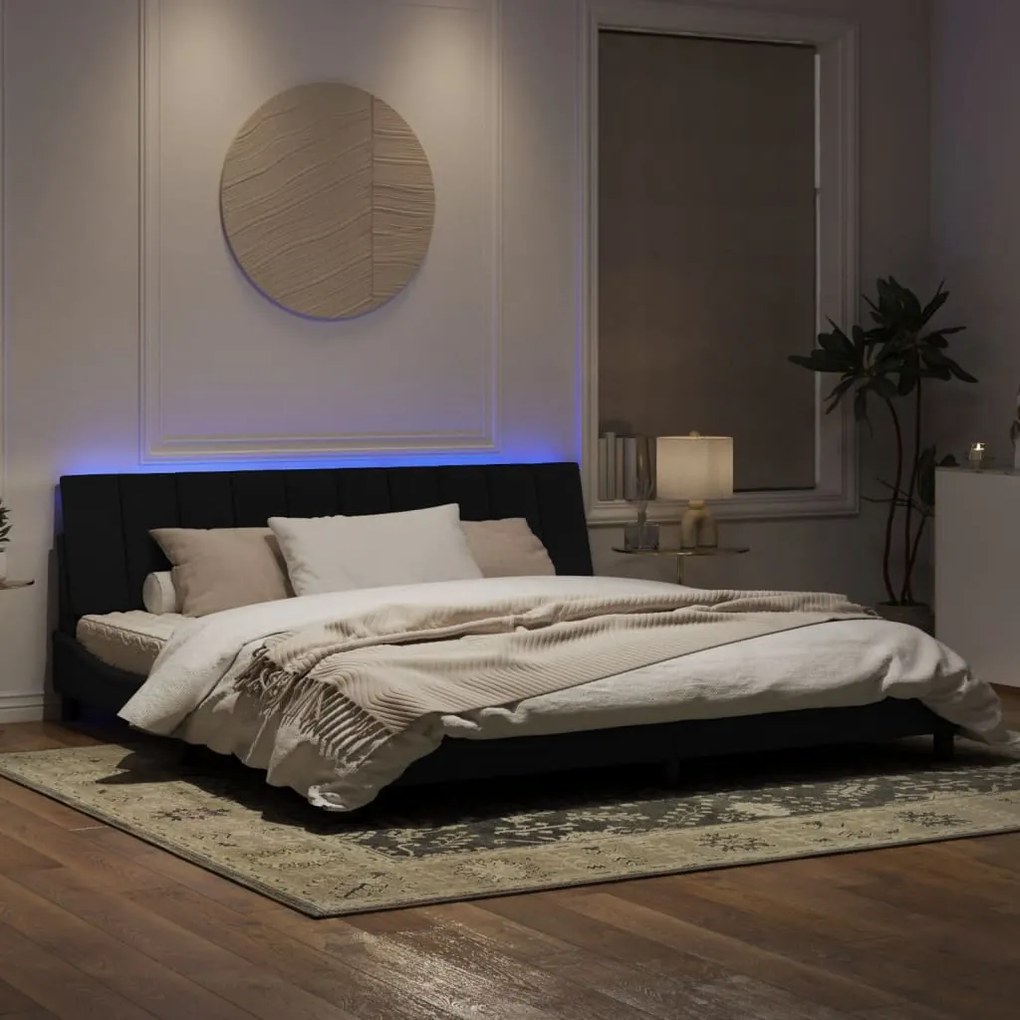 Giroletto con Luci LED Nero 200x200 cm in Velluto