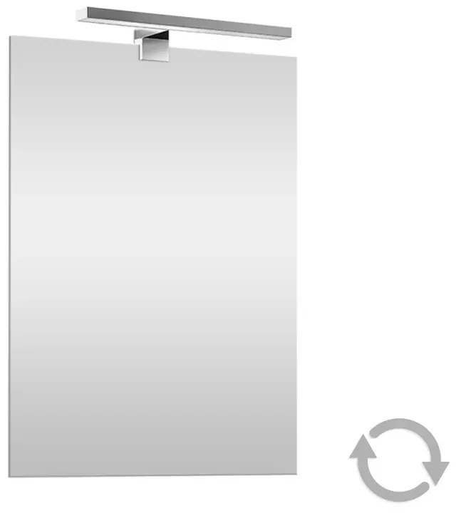 Specchio bagno 100x60 a filo reversibile con lampada naturale 50 cm