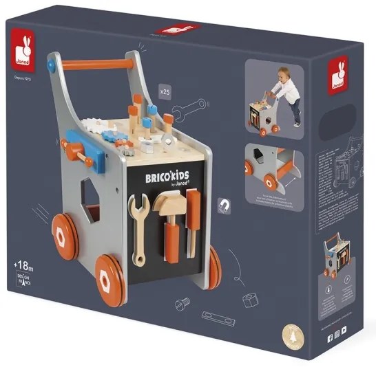 Janod - Passeggino in legno con attrezzi BRICOKIDS
