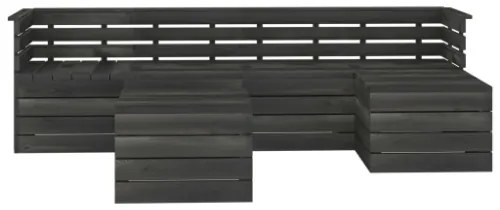 Set Divani da Giardino su Pallet 6 pz Legno Pino Grigio Scuro