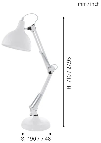 Eglo 94699 - Lampada da tavolo BORGILLIO 1xE27/40W/230V
