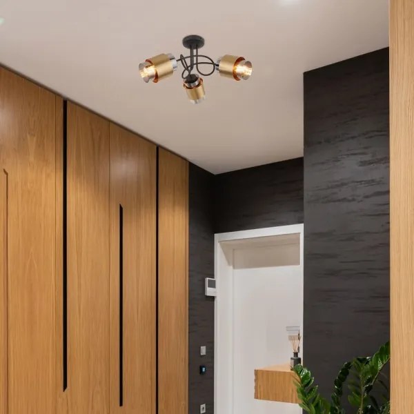 Globo 15560-3D - Lampadario a plafone MILLEY 3xE27/40W/230V nero/ottone