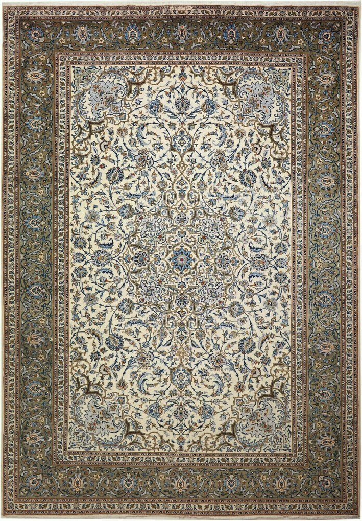 Kashan Tappeto 260 x 360 Beige (Iran) Annodato A Mano