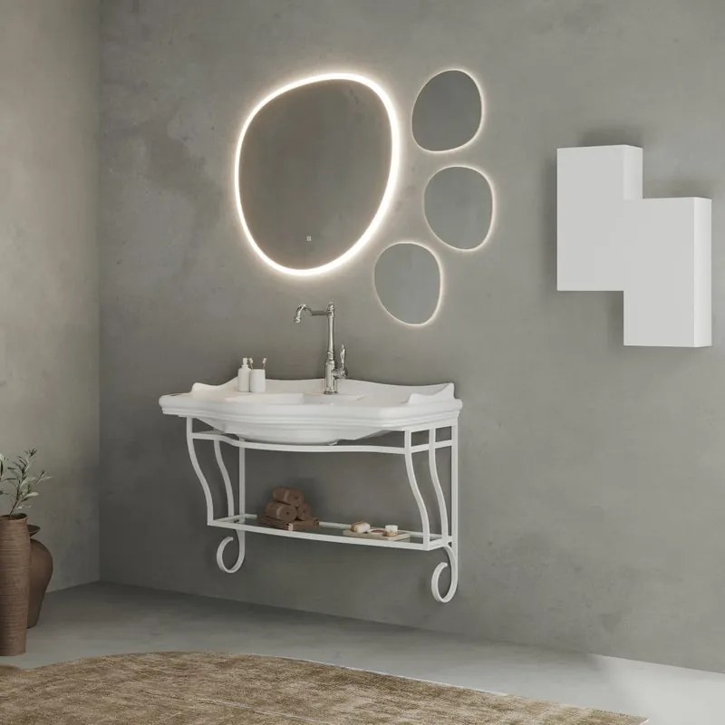 Specchio con illuminazione integrata bagno asimmetrico SPECCHIERE L 32 x H 30 x P 2.9 cm grigio / argento