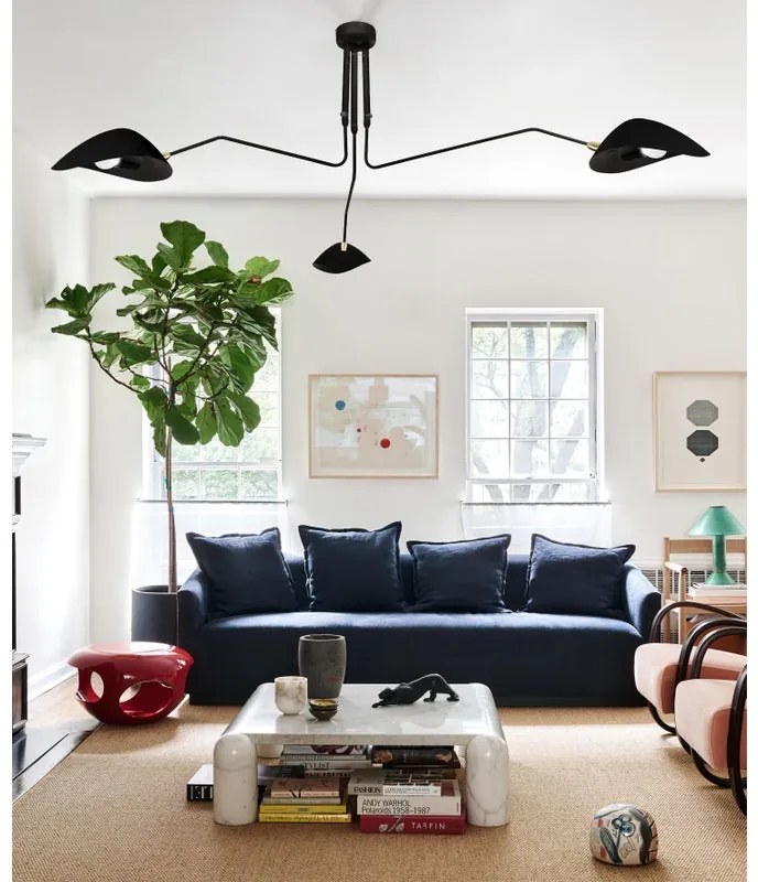 Plafoniera design Eiko nero IP20, 3XE14