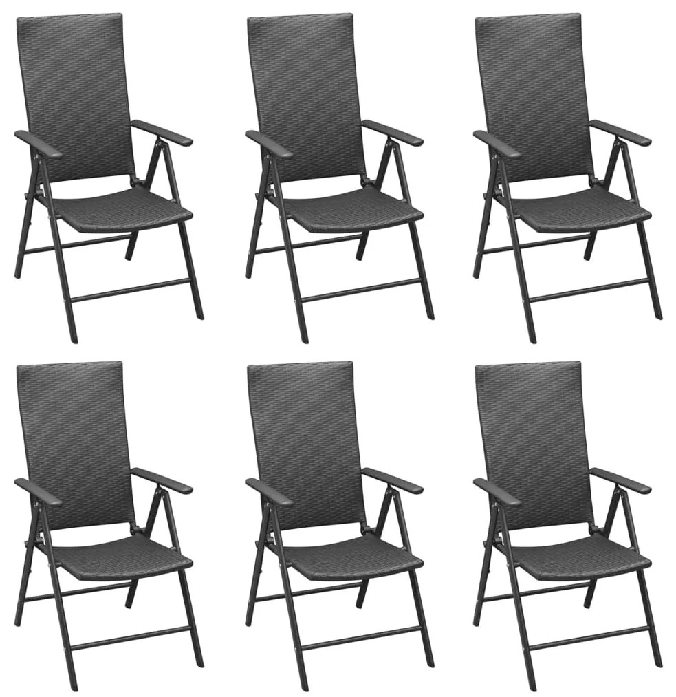 Set da pranzo da giardino 7 pz nero in polyrattan